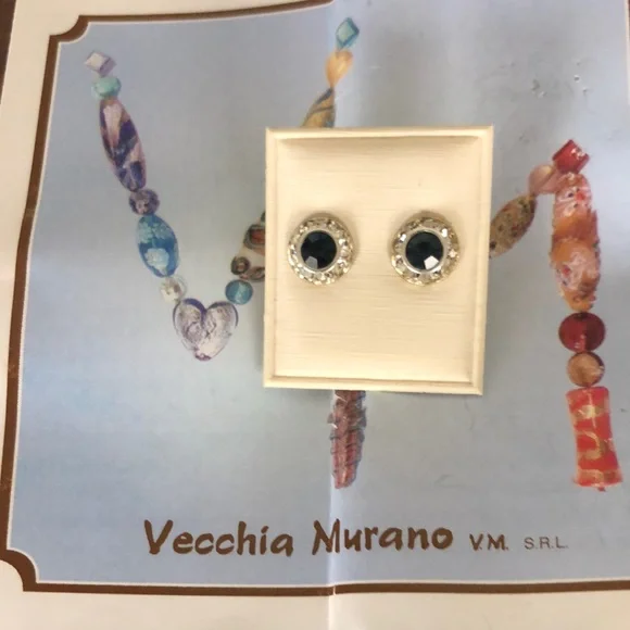 BEAUTUFUL HAND CRAFTED ITALIAN CRYSTAL EARRINGS BY VEECHIA MURANO - Picture 7 of 14